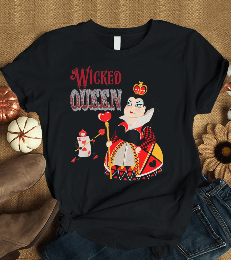 Wicked Queen of Hearts Alice in Wonderland Playing Card T-Shirt