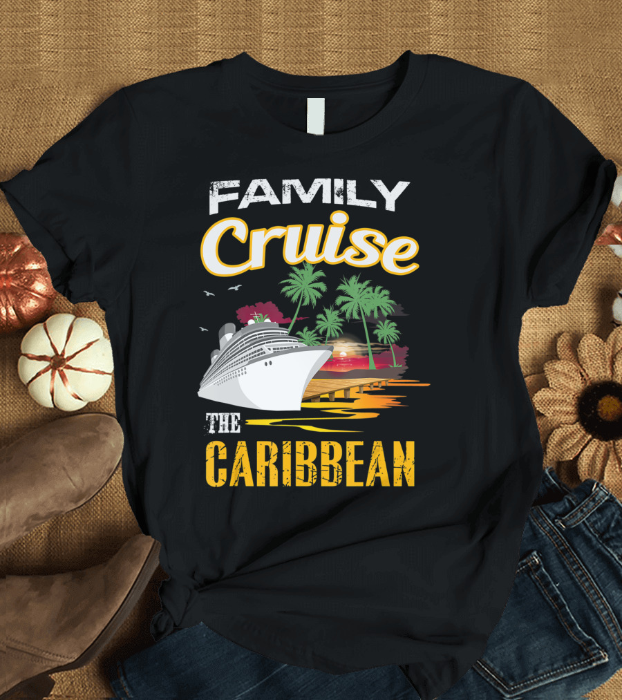 Family Cruise The Caribbean Sunset Island Adventure T-Shirt