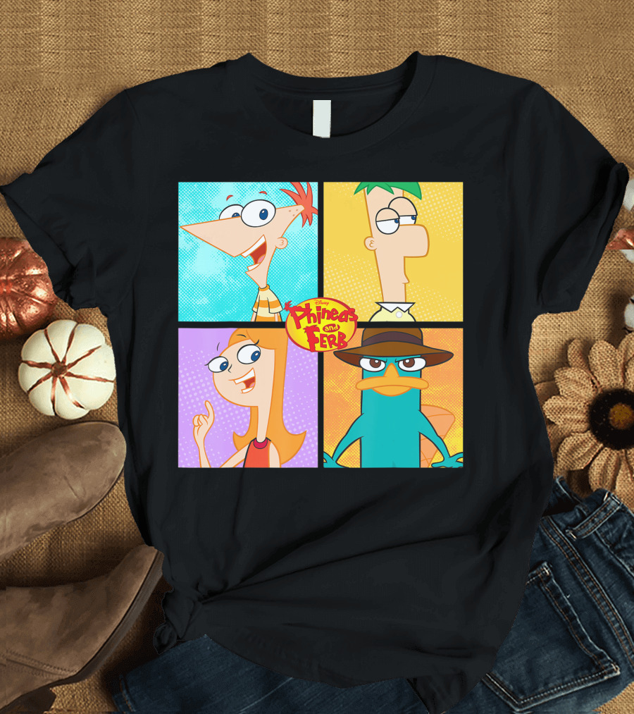 Disney Phineas and Ferb Character Box Featuring Main Cast T-Shirt
