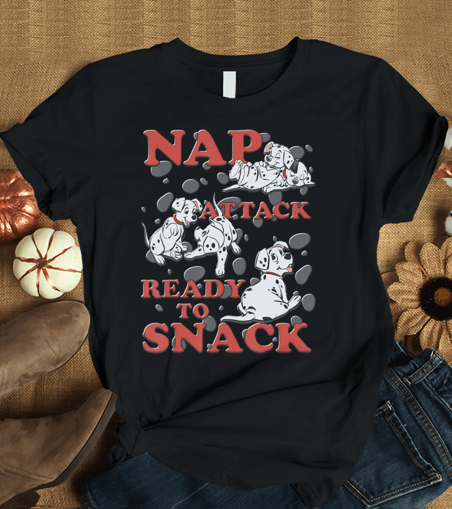 Nap Attack Ready to Snack Disney 101 Dalmatians Playful Puppies T-Shirt