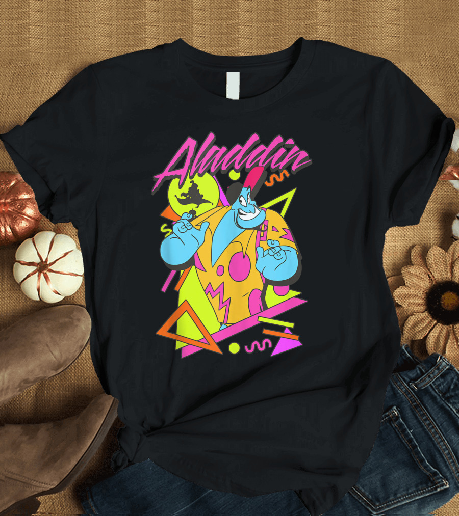 Aladdin Genie 90s Neon Style Retro Graphics T-Shirt
