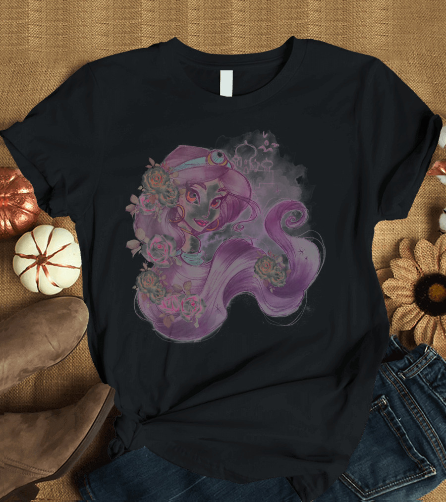Disney Aladdin Jasmine Watercolor Floral Headshot T-Shirt