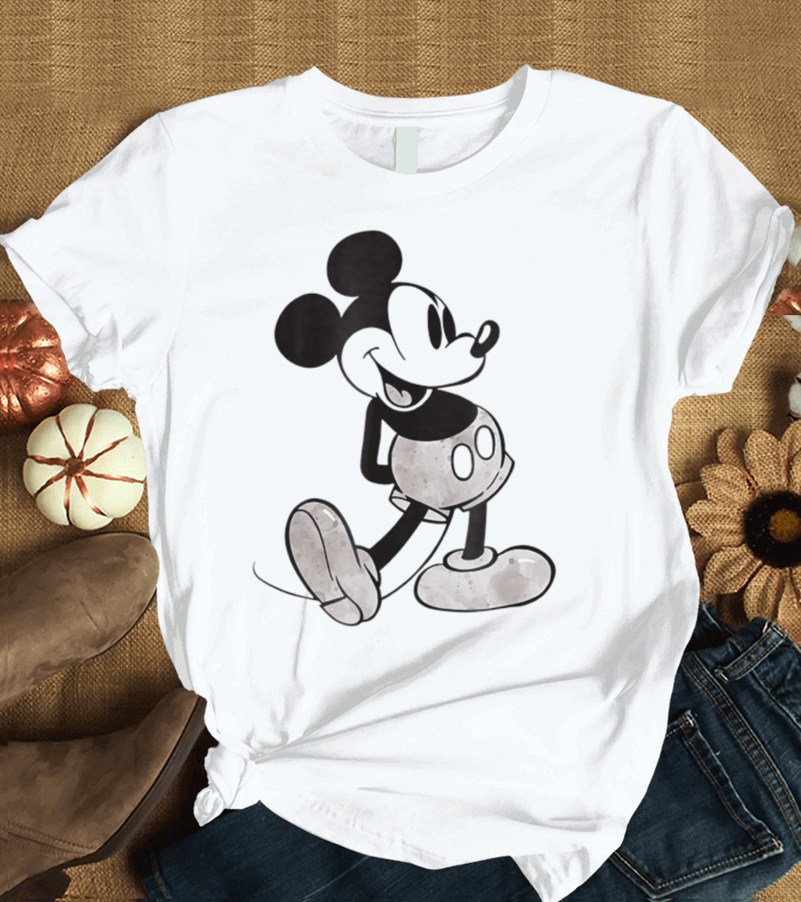 Disney Vintage Style Black And White Mickey Mouse Classic T-Shirt