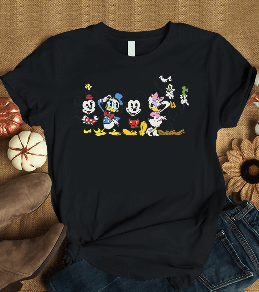 Disney Channel Mickey Mouse Minnie Mouse Donald Duck Daisy Duck Goofy Friends Cartoon T-Shirt