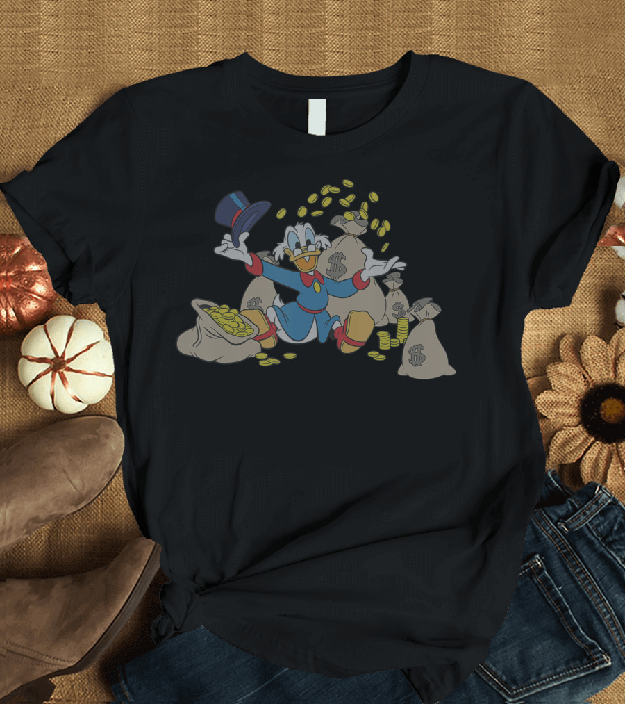 Disney Ducktales Scrooge McDuck with Coins and Money Bags T-Shirt
