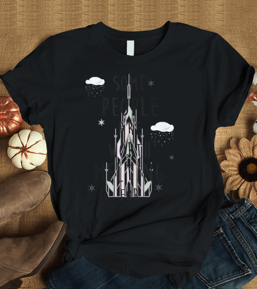 Disney Frozen Some People Are Worth Melting For Snowflakes Castle Clouds T-Shirt