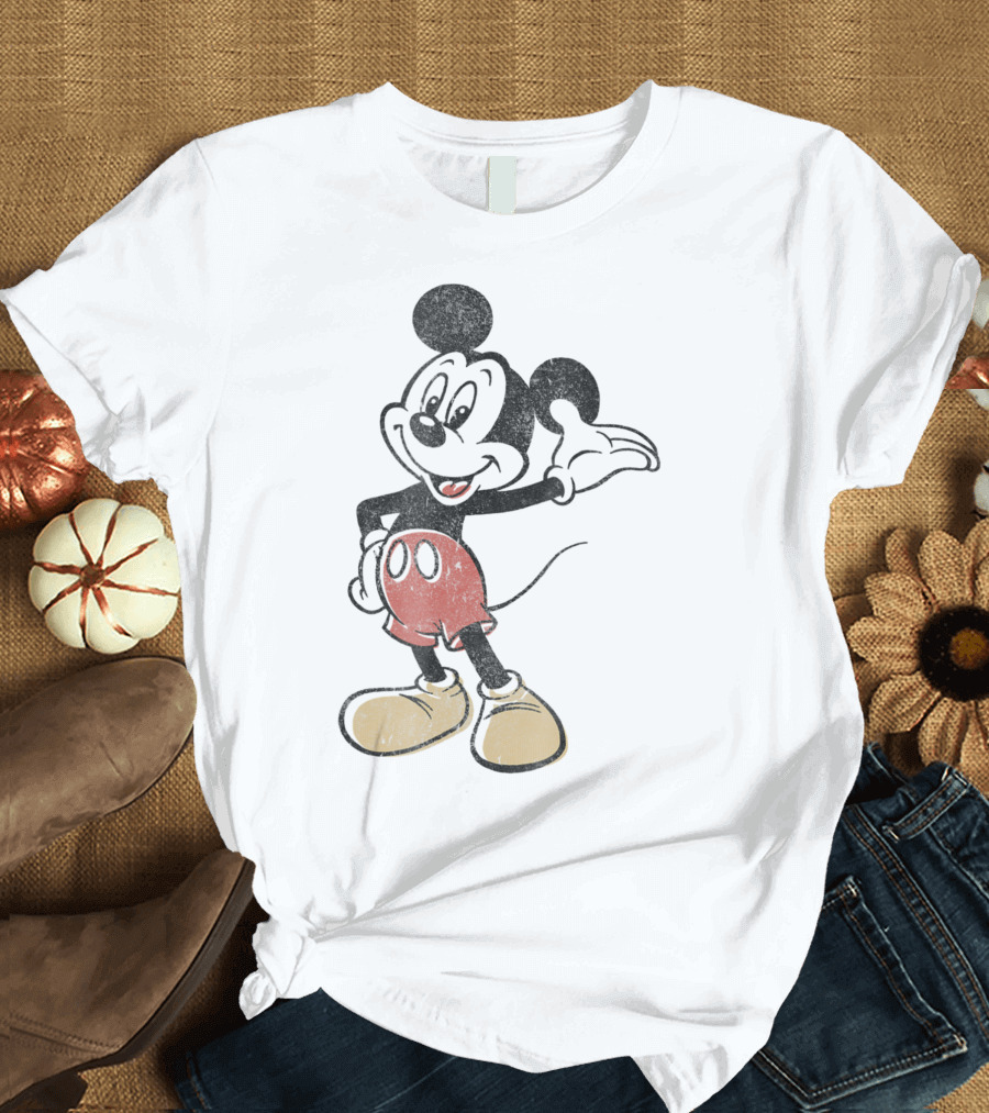 Disney Hiya Mickey Mouse Vintage Style Retro Classic Red Shorts T-Shirt