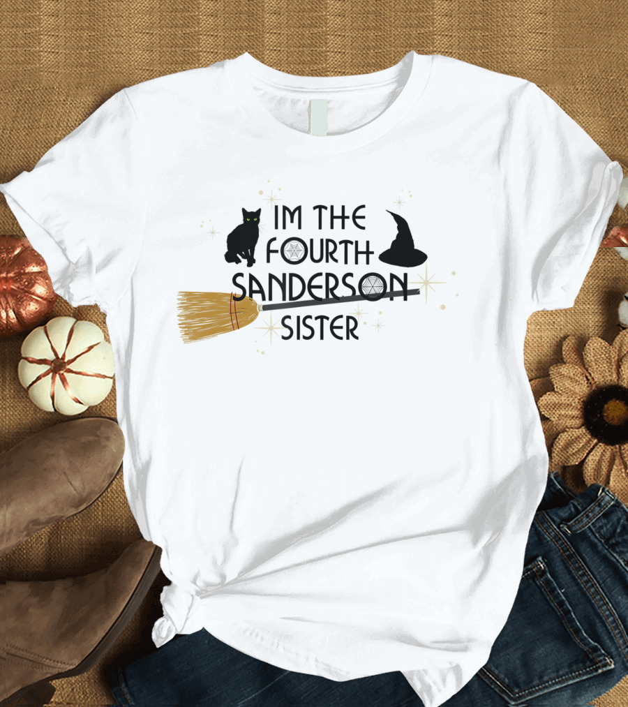 Disney Hocus Pocus I'm the Fourth Sanderson Sister Broom Cat Hat T-Shirt