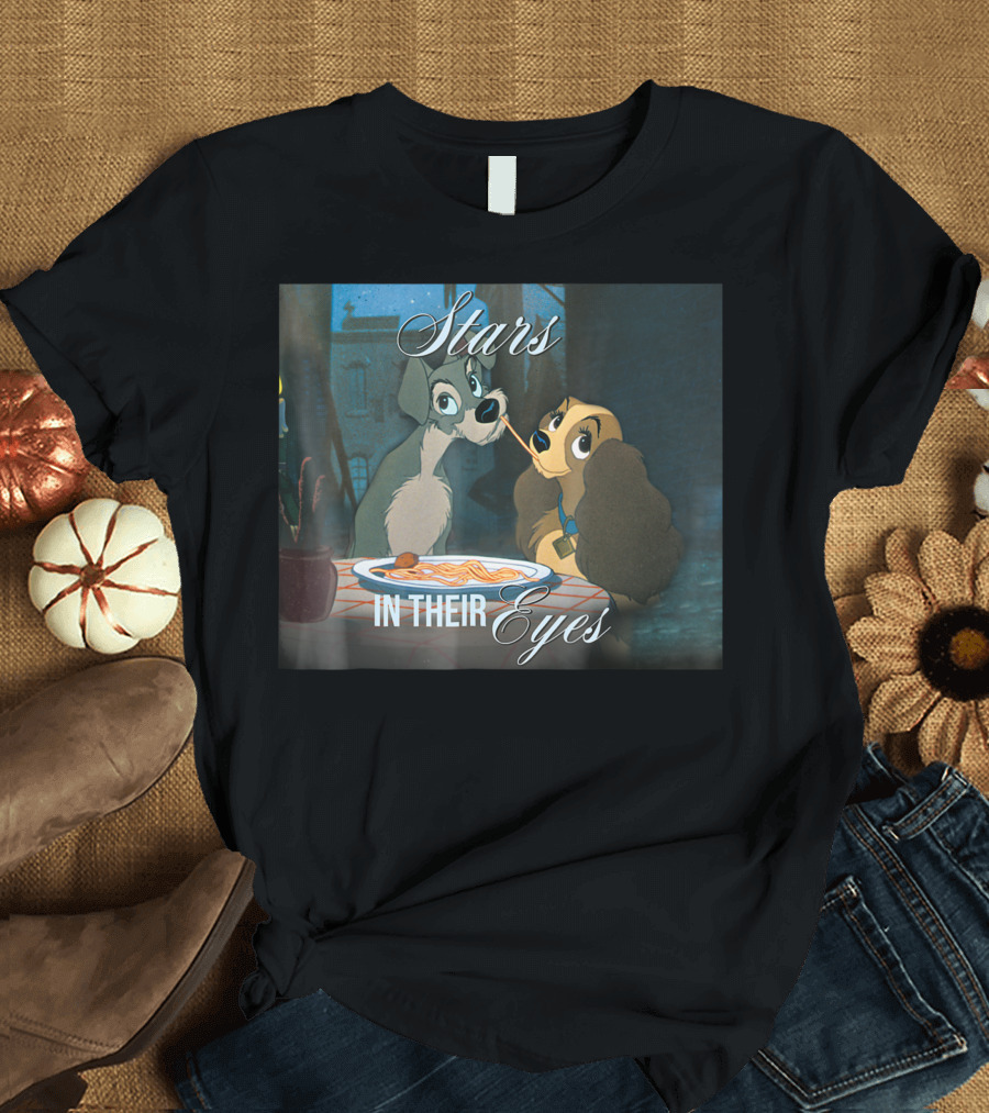 Stars in Their Eyes Disney Lady And The Tramp Spaghetti Kiss T-Shirt