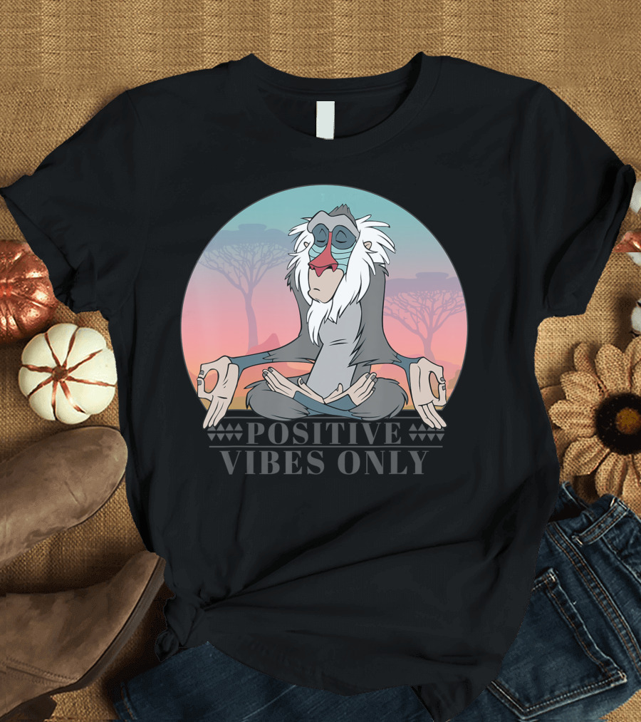 Disney Lion King Rafiki Meditation Positive Vibes Only T-Shirt
