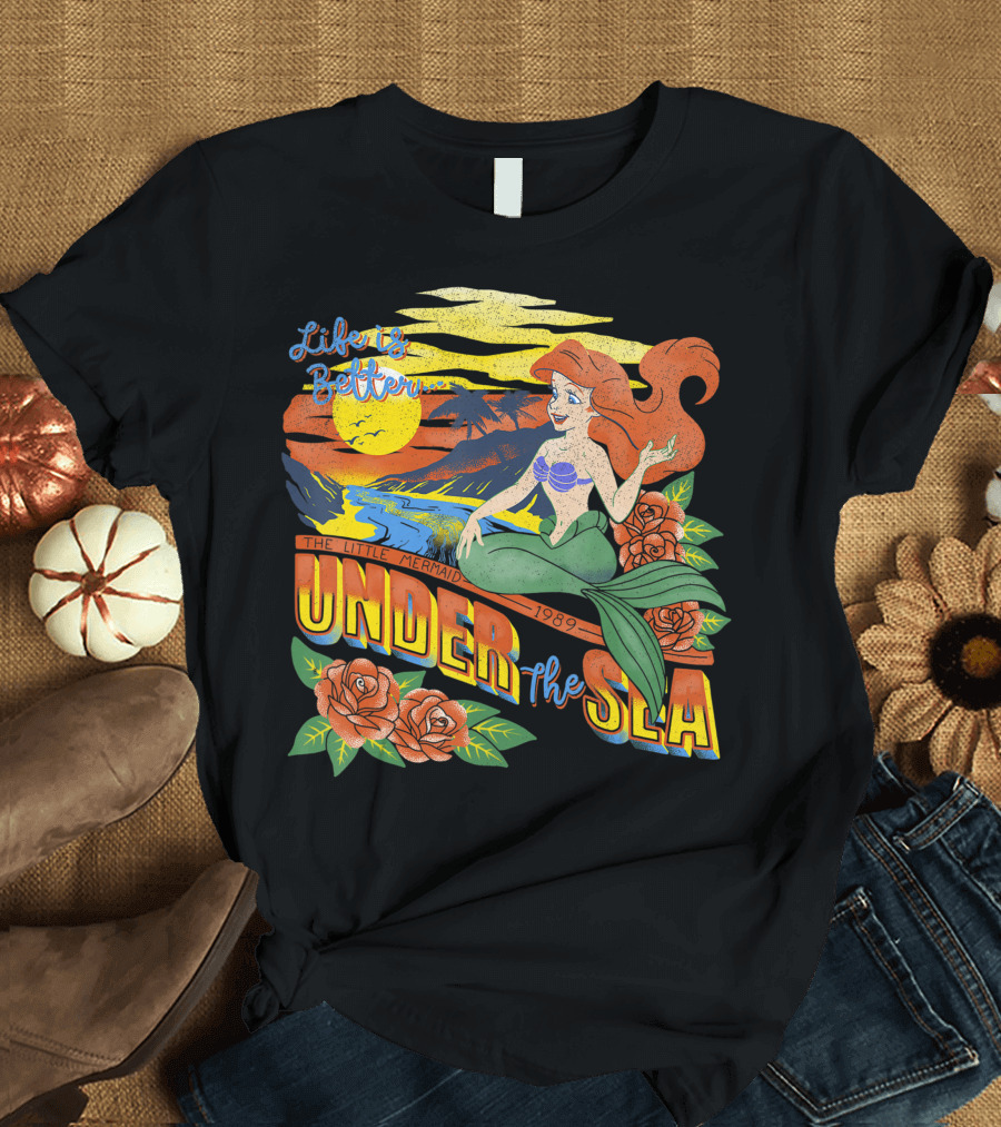 Disney Little Mermaid Ariel 1989 Under the Sea Tropical Vintage T-Shirt