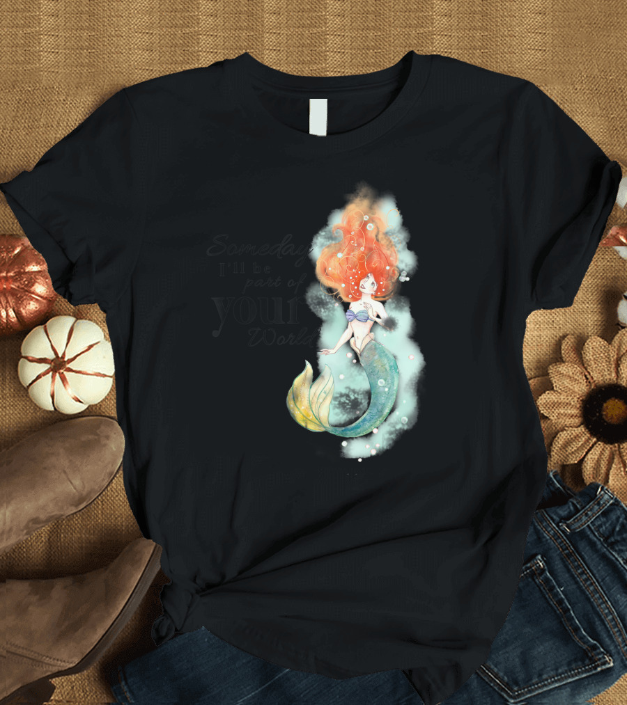 Disney Little Mermaid Ariel Someday I'll Be Part of Your World Watercolor T-Shirt