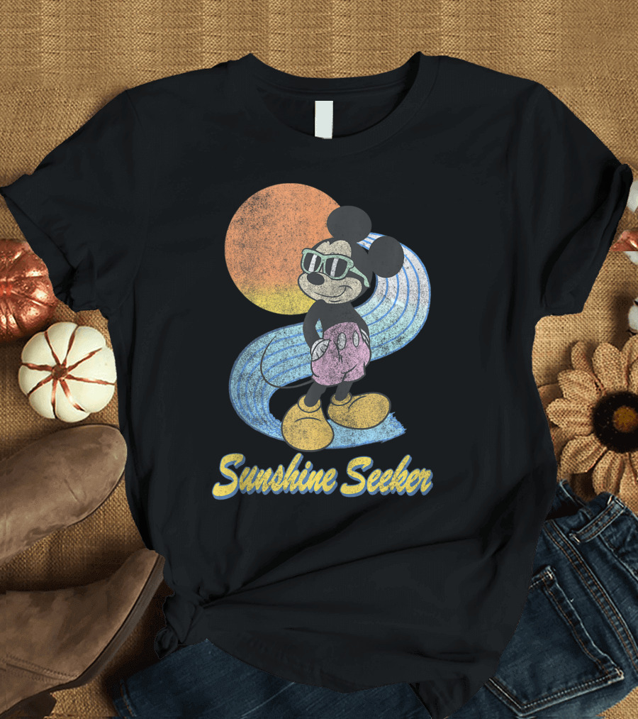 Disney Mickey Mouse Sunshine Seeker Retro Style Sunset Vibes T-Shirt
