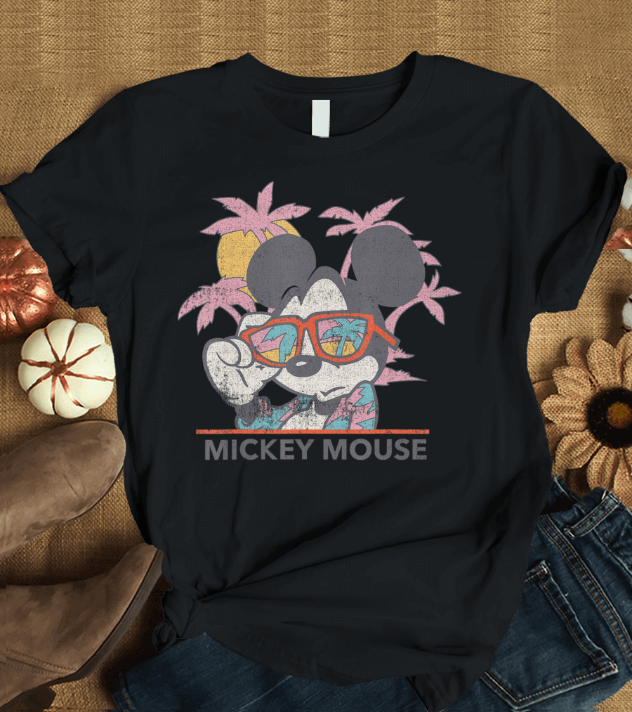 Mickey Mouse Tropical Sunglasses Palm Trees Retro Sun T-Shirt