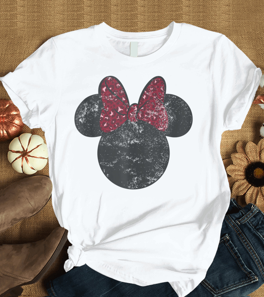 Disney Mickey And Friends Minnie Mouse Red Bow Silhouette Lp T-Shirt
