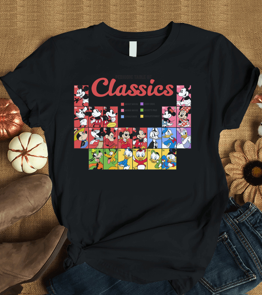 Periodic Table Of Classics Featuring Mickey And Friends Characters T-Shirt