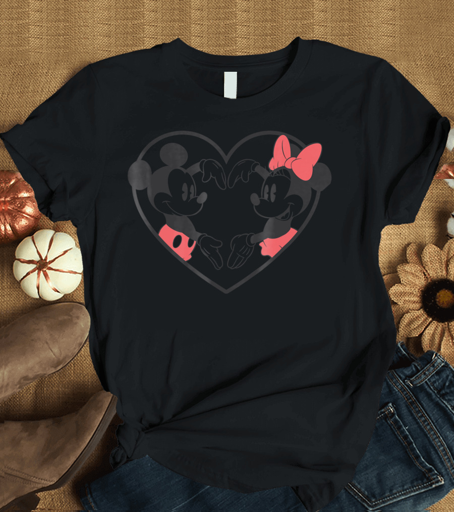 Mickey Minnie Heart Hands with Pink Bow T-Shirt