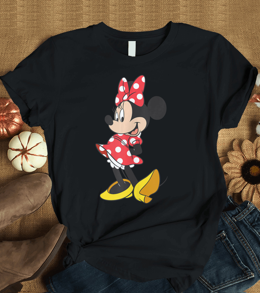 Disney Minnie Mouse Red and White Polka Dot Dress and Bow Pose T-Shirt