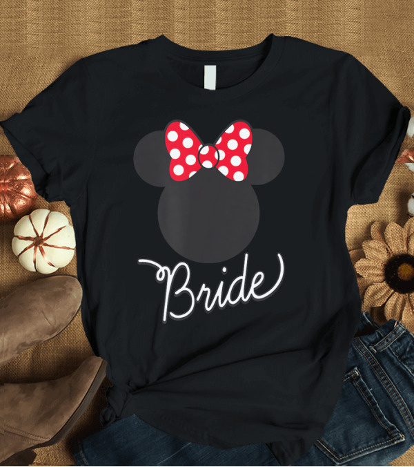 T-Shirt: Disney Minnie Mouse Icon Polka Dot Bow Bride Wedding T-Shirt Disney Minnie Mouse Icon Polka Dot Bow Bride Wedding T-Shirt