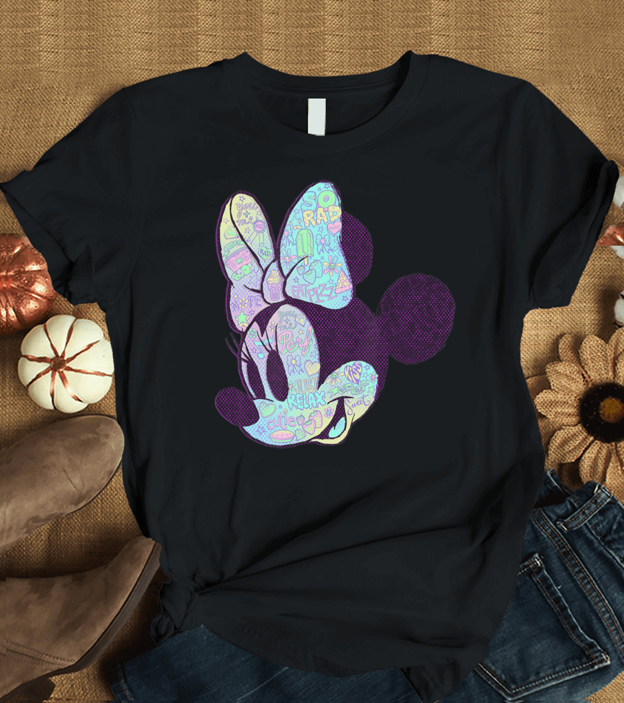 Disney Minnie Mouse Neon Bow So Rad Relax Perf Cute Chill Sweet T-Shirt