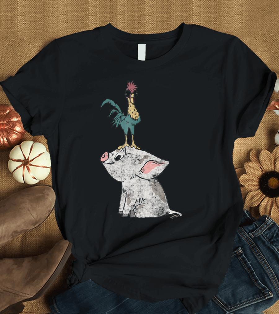 Moana Hei Hei Standing on Pua Disney Characters T-Shirt