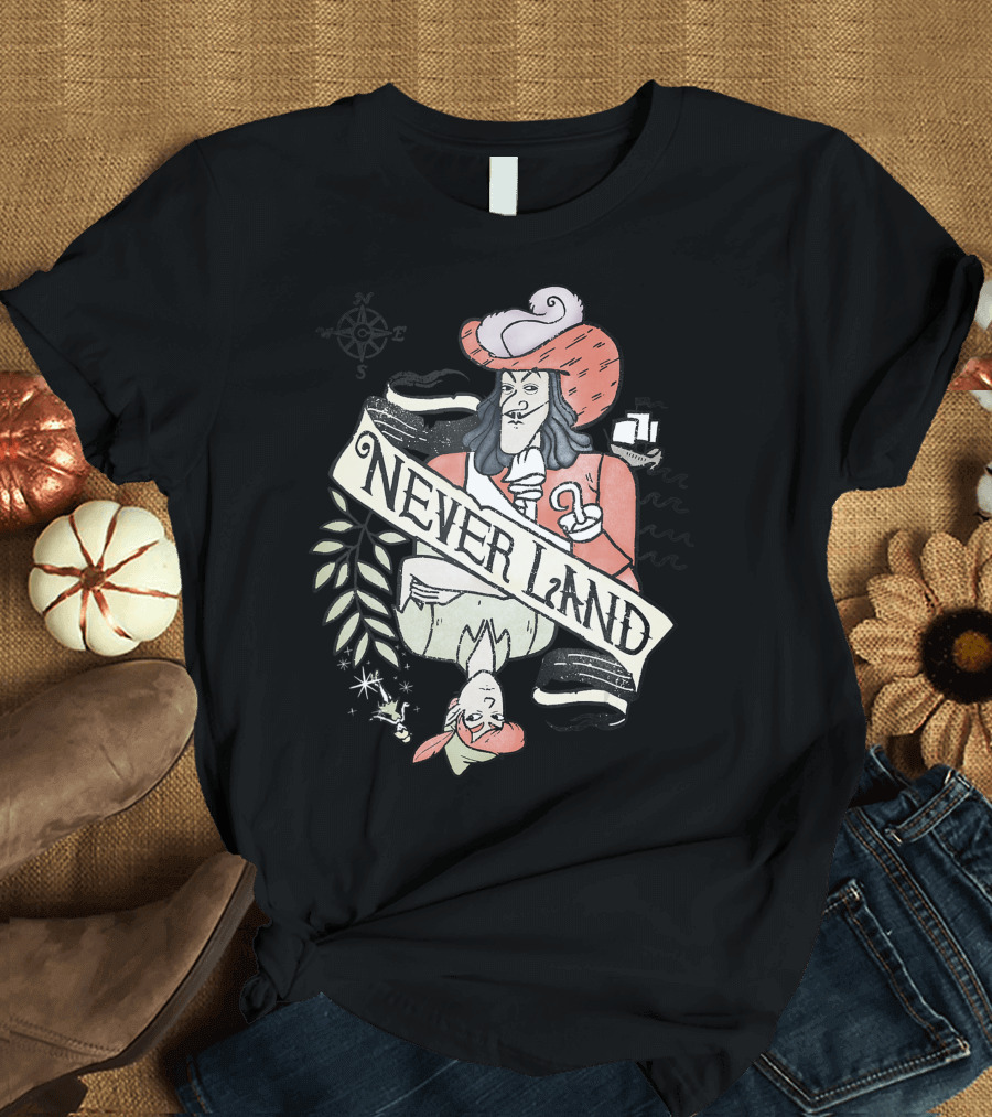 Never Land Disney Peter Pan Captain Hook Playing Card T-Shirt
