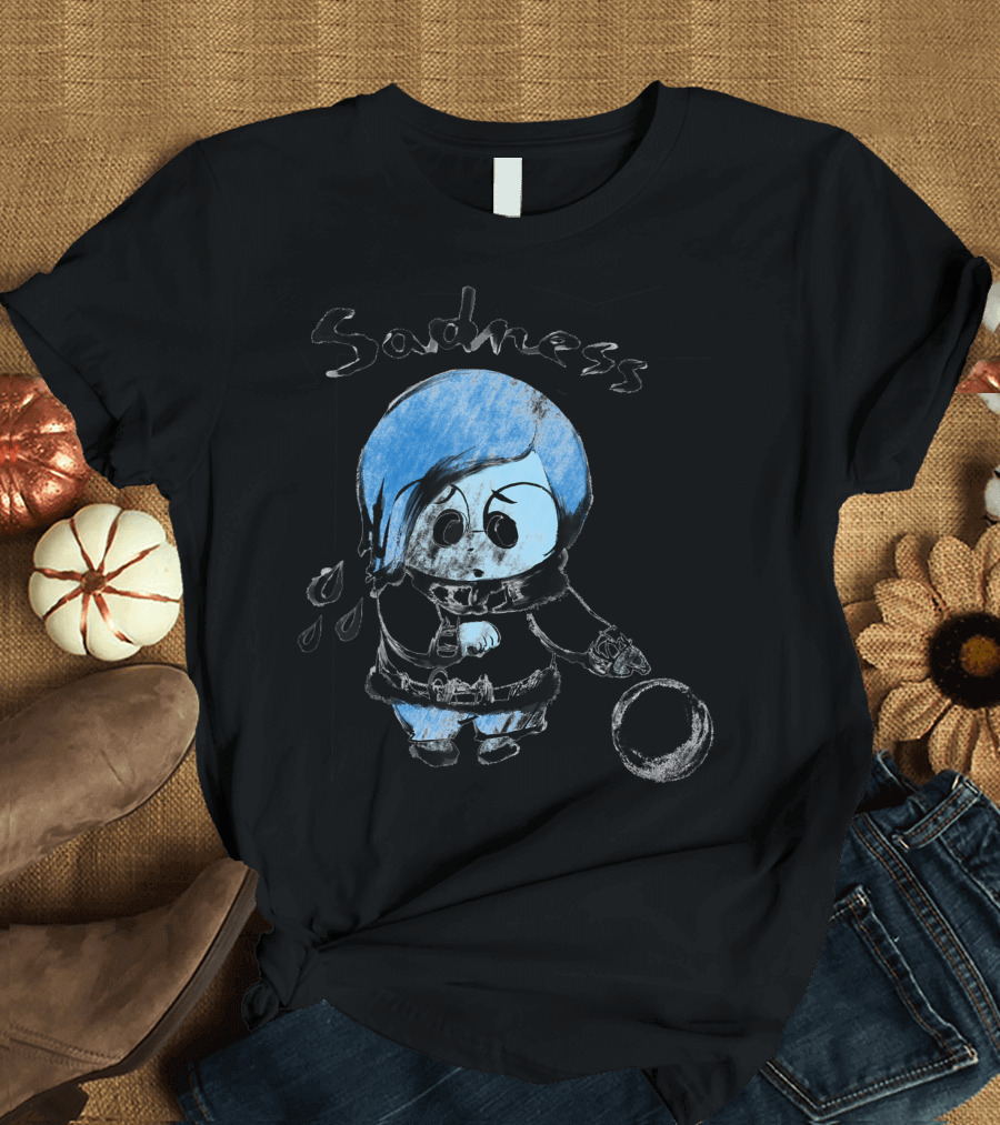 Disney Pixar Inside Out Sadness Character in Blue Tones T-Shirt