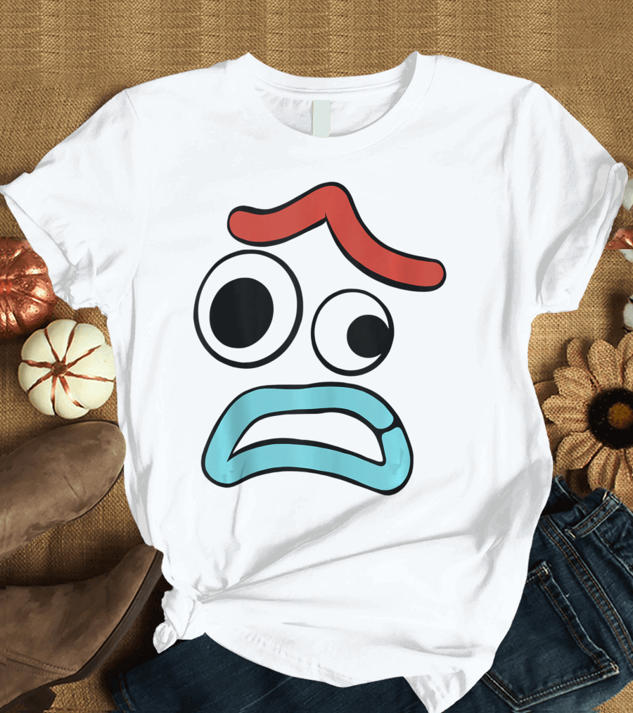 Disney Pixar Toy Story 4 Forky Face Expression Red Blue Eyebrow Mouth Eyes T-Shirt