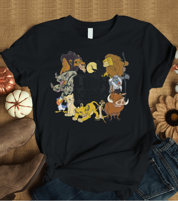 T-Shirt: Disney The Lion King Group Characters with Scar Mufasa Simba Timon Pumbaa Rafiki Zazu Hyenas Moon T-Shirt Disney The Lion King Group Characters with Scar Mufasa Simba Timon Pumbaa Rafiki Zazu Hyenas Moon T-Shirt