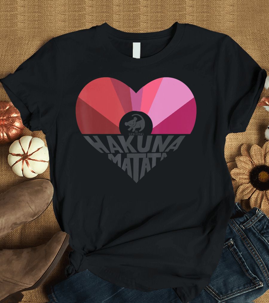 Lion King Simba Hakuna Matata Heart Pink Red Stripes T-Shirt