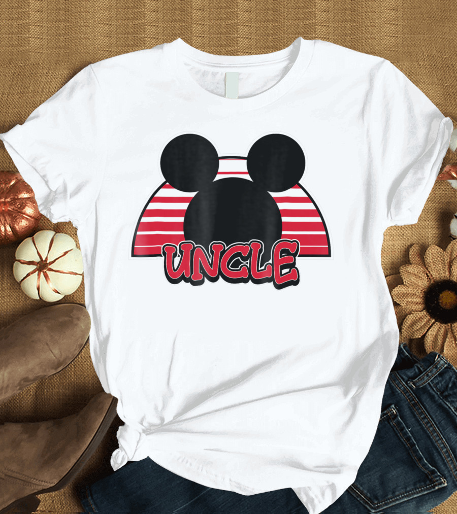 Disney Mickey Mouse Uncle Red Striped Ears T-Shirt