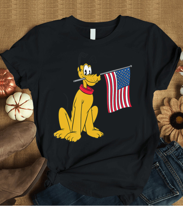T-Shirt: Pluto American Flag Disney Patriotic T-Shirt Pluto American Flag Disney Patriotic T-Shirt