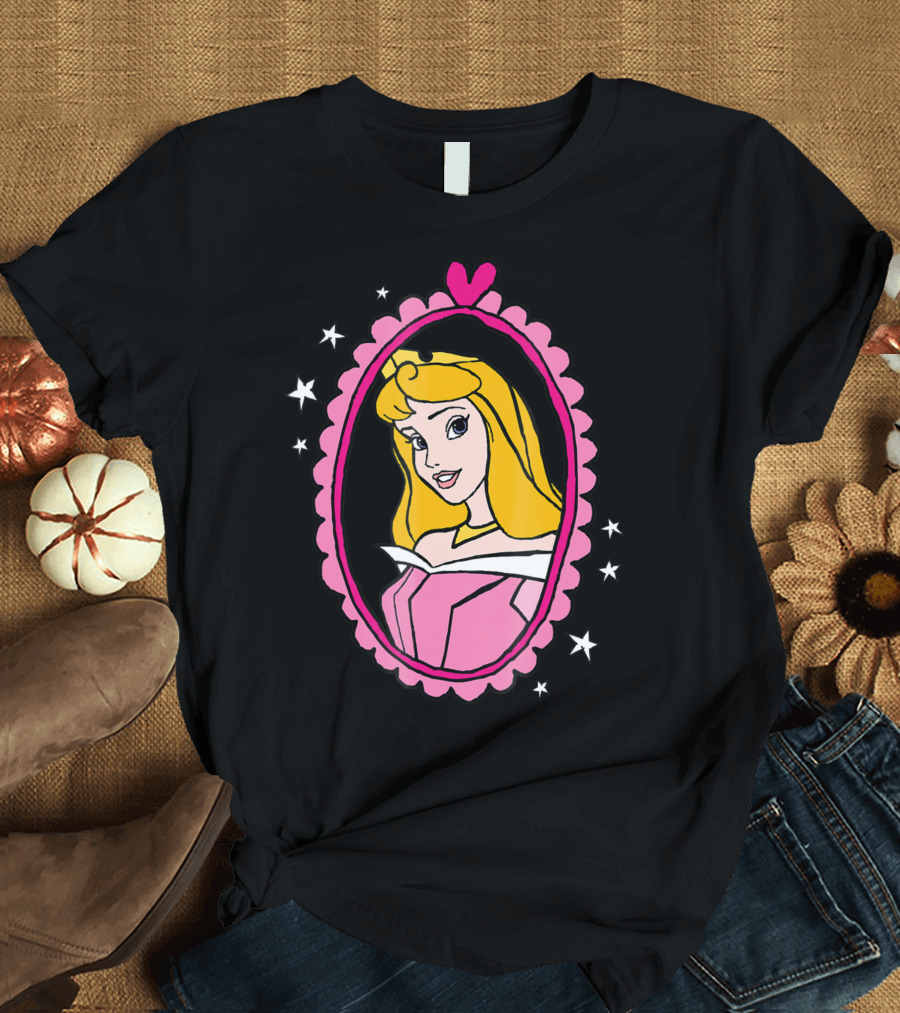 Disney Princess Aurora Sleeping Beauty Pink Heart Frame T-Shirt