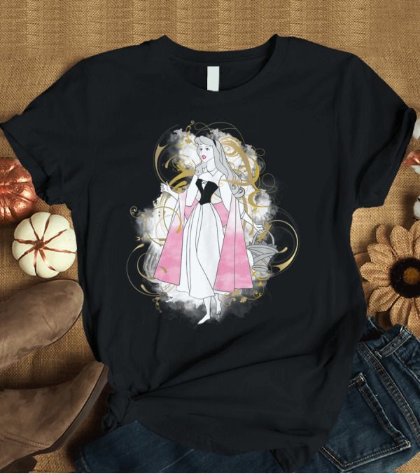 T-Shirt: Disney Princess Sleeping Beauty Aurora Elegant Swirls Pink Dress T-Shirt Disney Princess Sleeping Beauty Aurora Elegant Swirls Pink Dress T-Shirt