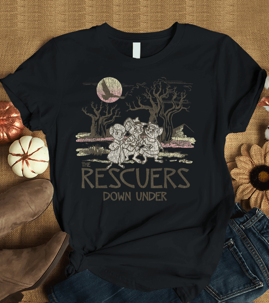 The Rescuers Down Under Adventure Mice Moonlit Forest Scene T-Shirt