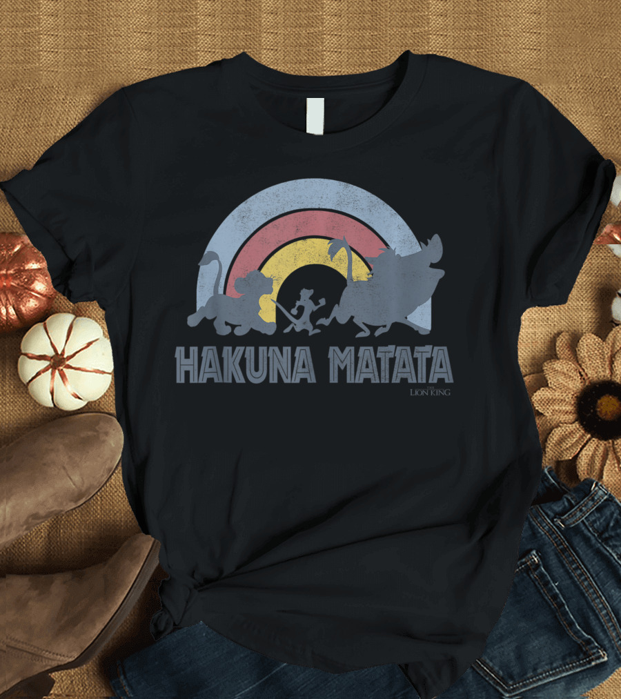 Disney The Lion King Hakuna Matata Distressed Rainbow T-Shirt