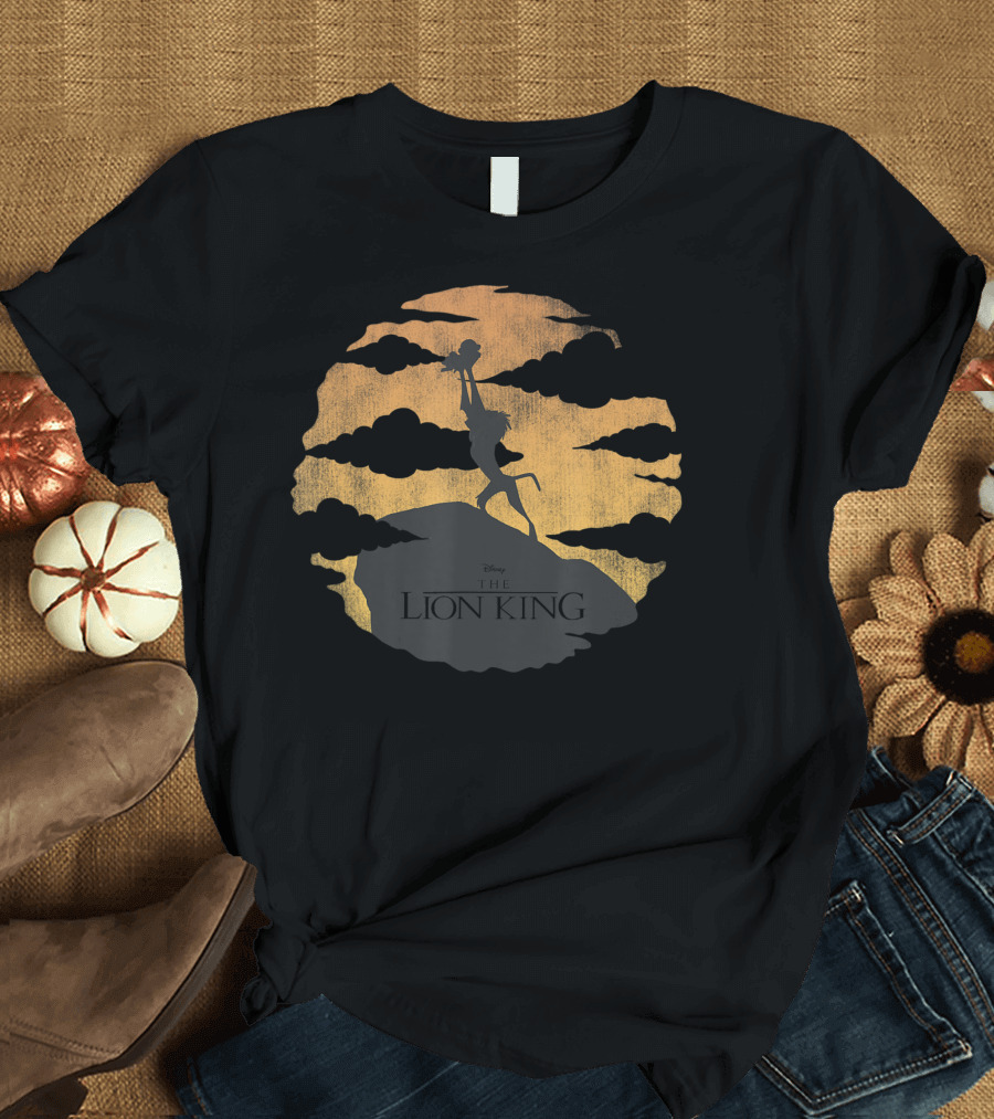 The Lion King Rafiki Lifting Simba on Pride Rock with Clouds T-Shirt