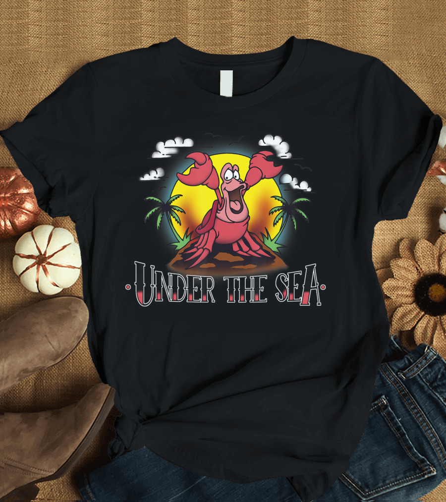 Disney The Little Mermaid Sebastian Under The Sea Palm Sunset T-Shirt