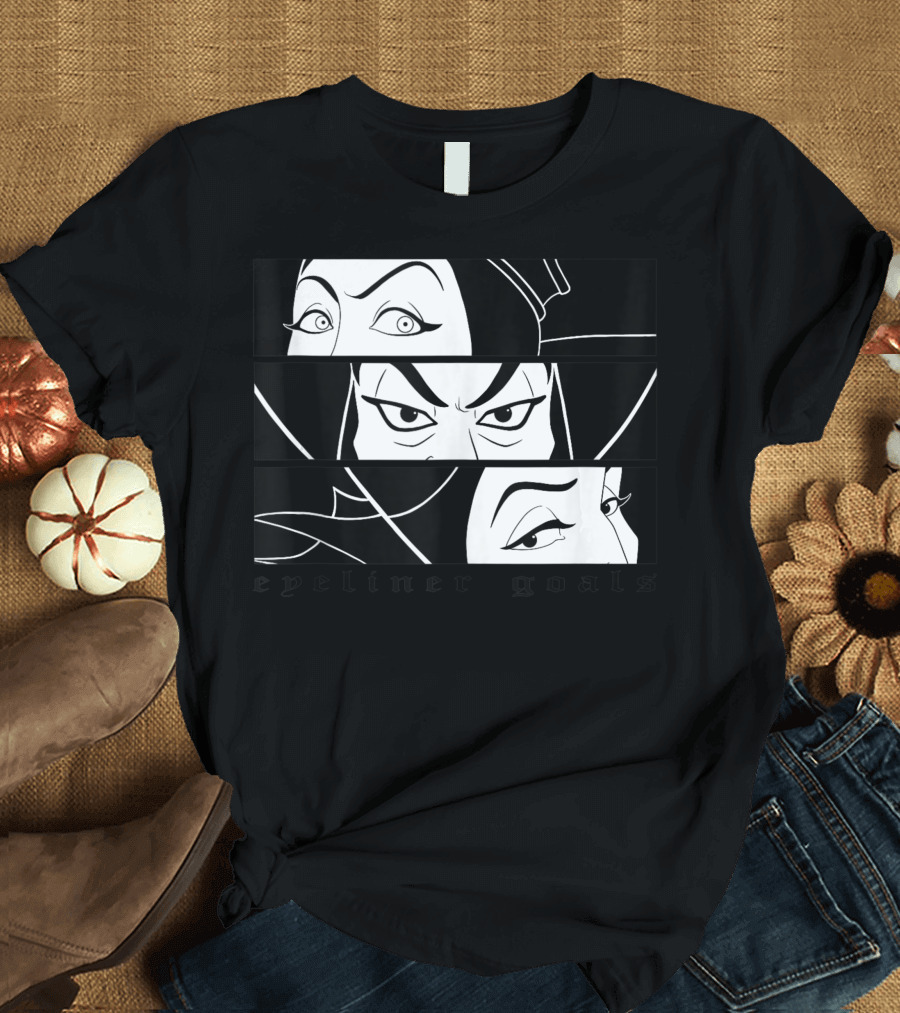 Disney Villains Eyeliner Goals Iconic Stare Panels T-Shirt
