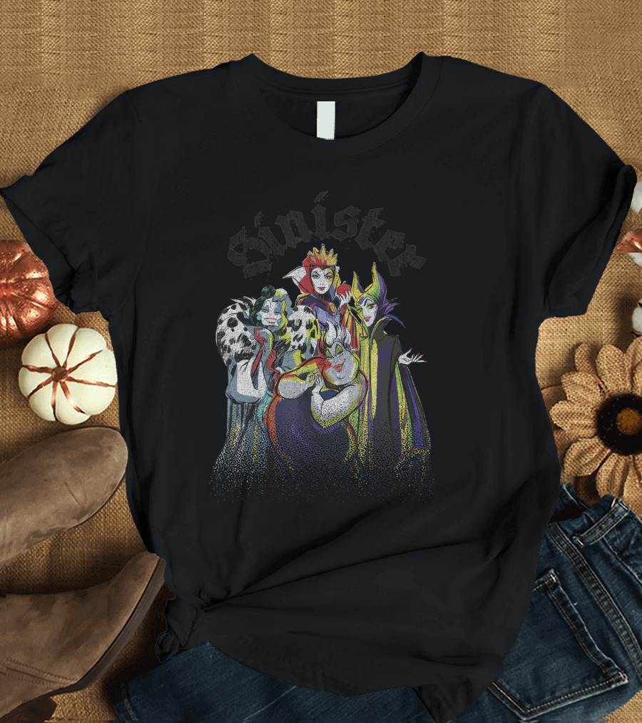 Disney Villains Sinister Queen Maleficent Ursula and Cruella de Vil Group T-Shirt