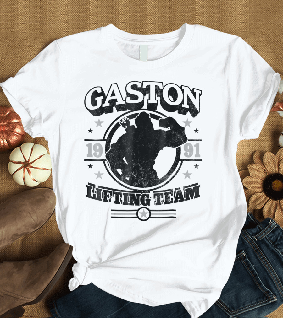 Gaston Lifting Team 1991 Mens Disney Beauty And The Beast T-Shirt