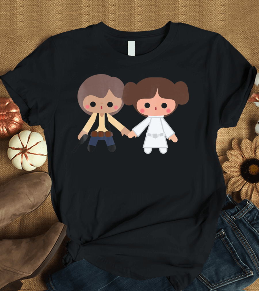 Star Wars Han Solo Princess Leia Cute Cartoon Style Characters T-Shirt
