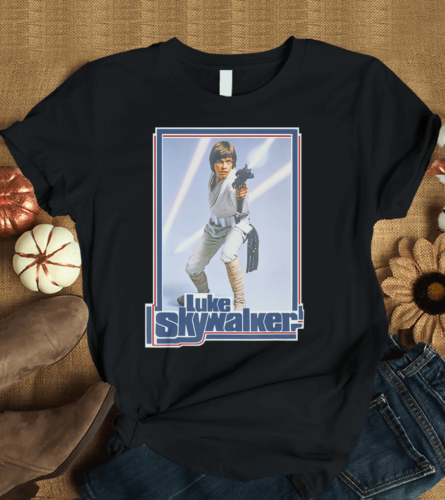 Star Wars Luke Skywalker 1970s Style Retro Laser Blaster Image T-Shirt