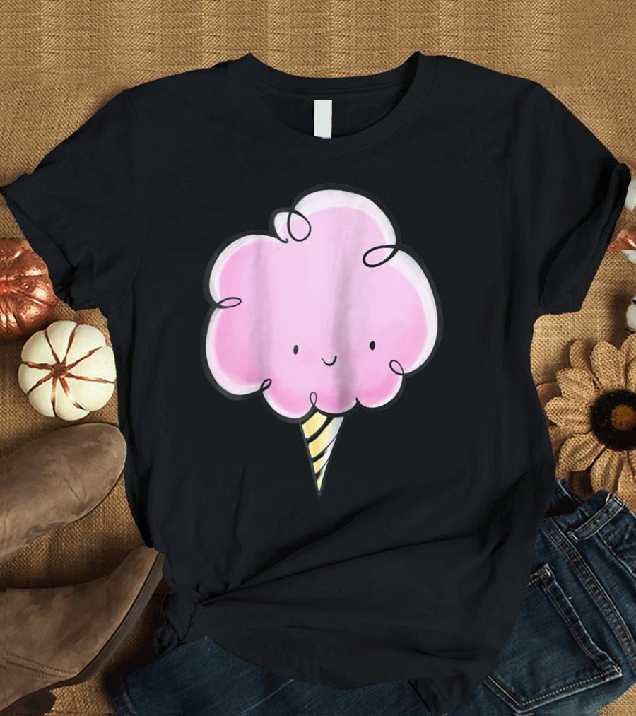 Foxcove Adorable Smiling Pink Cotton Candy Cone T-Shirt