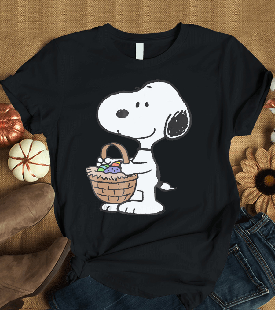 Peanuts Snoopy Holding Easter Basket with Eggs 8X T-Shirt