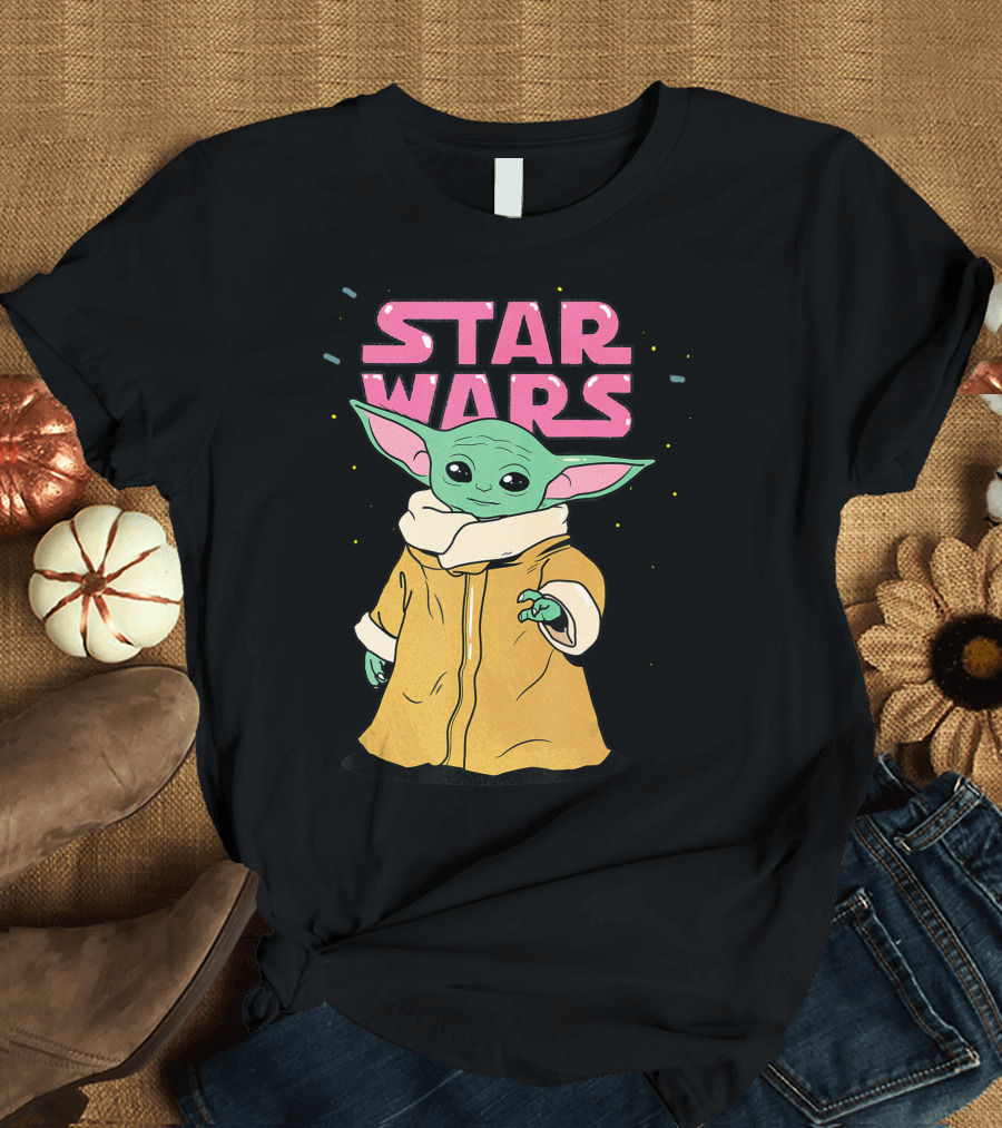 Star Wars The Mandalorian The Child Pink Bubble Letters Grogu Cute T-Shirt
