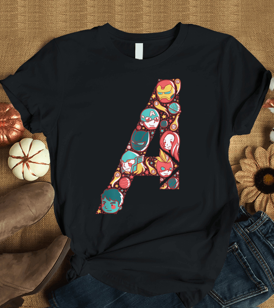Marvel Avengers Anime Character Faces T-Shirt