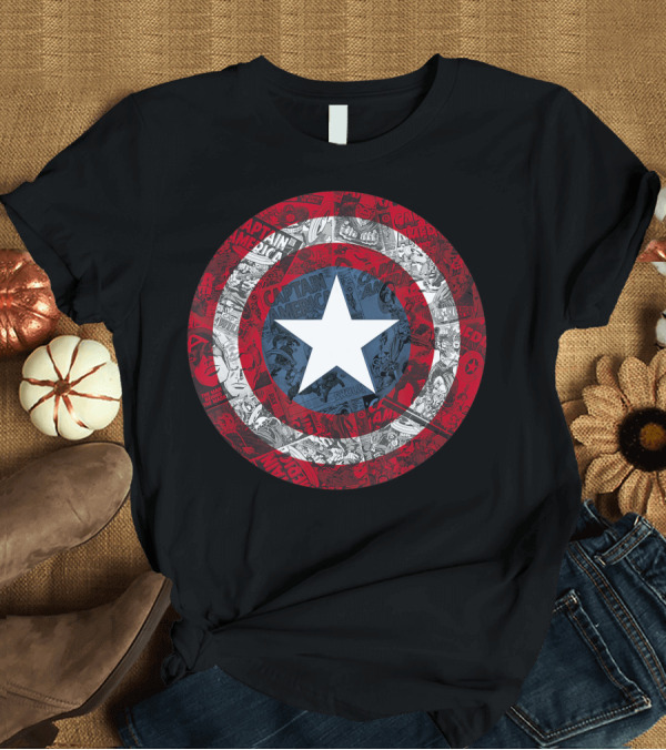 T-Shirt: Captain America Marvel Avengers Shield Comic Star Iconic Circle T-Shirt Captain America Marvel Avengers Shield Comic Star Iconic Circle T-Shirt