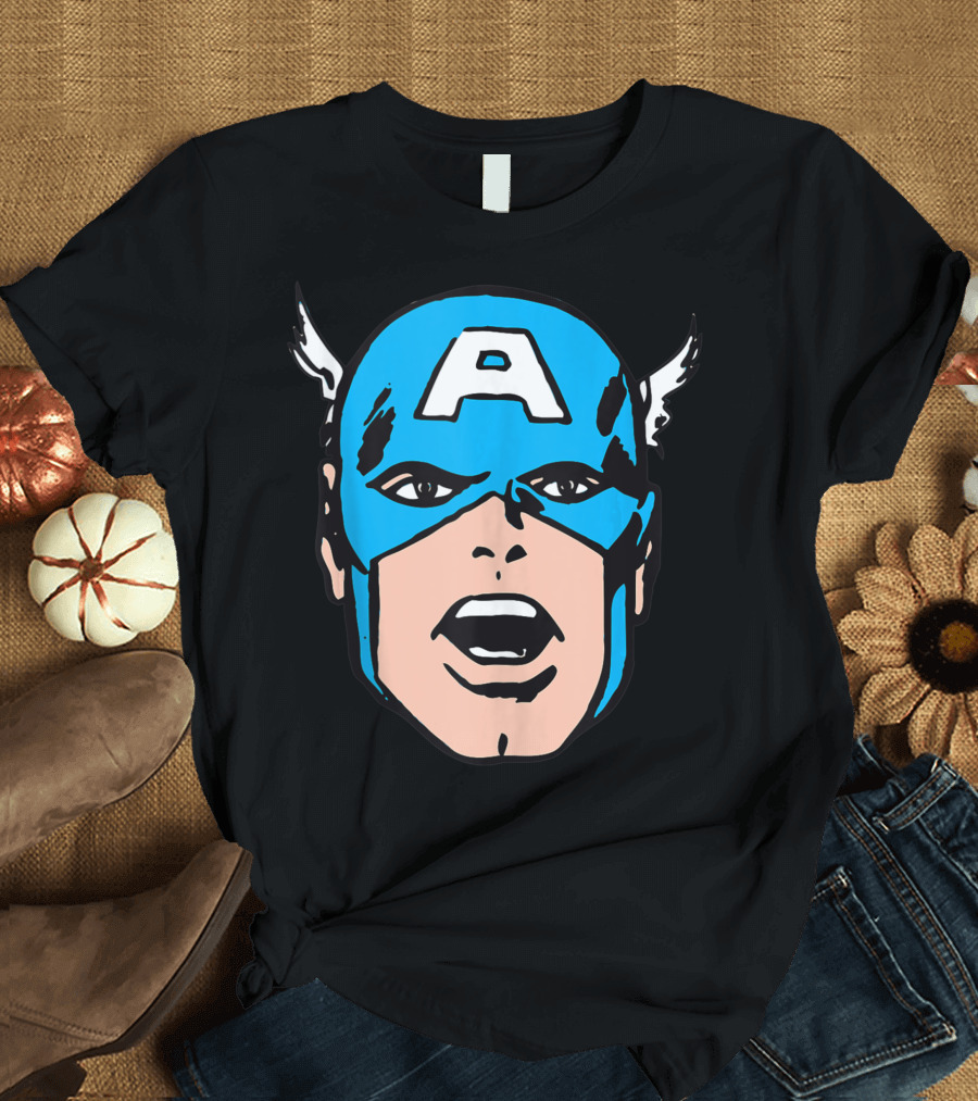 Captain America Marvel Big Face Iconic Hero Mask T-Shirt