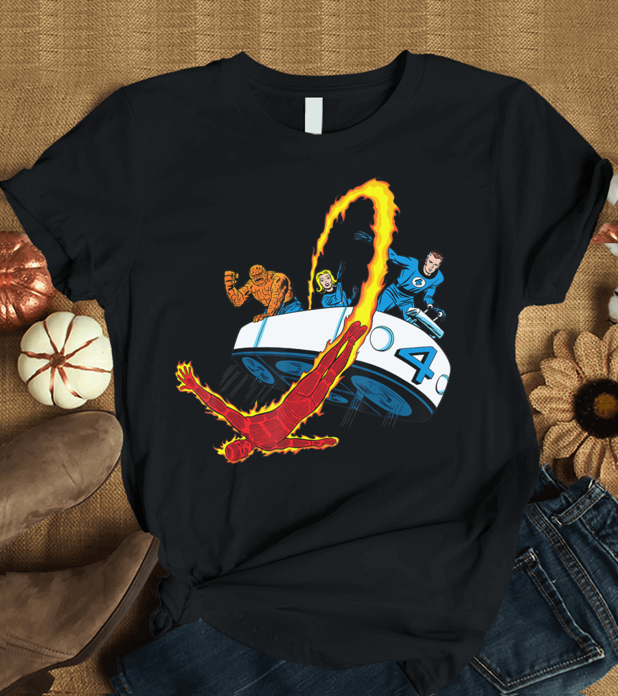 Marvel Fantastic Four Fantasticar Adventures with Human Torch Thing Invisible Woman Mister Fantastic T-Shirt